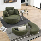 Moderne draaibare fauteuil met opbergpoef