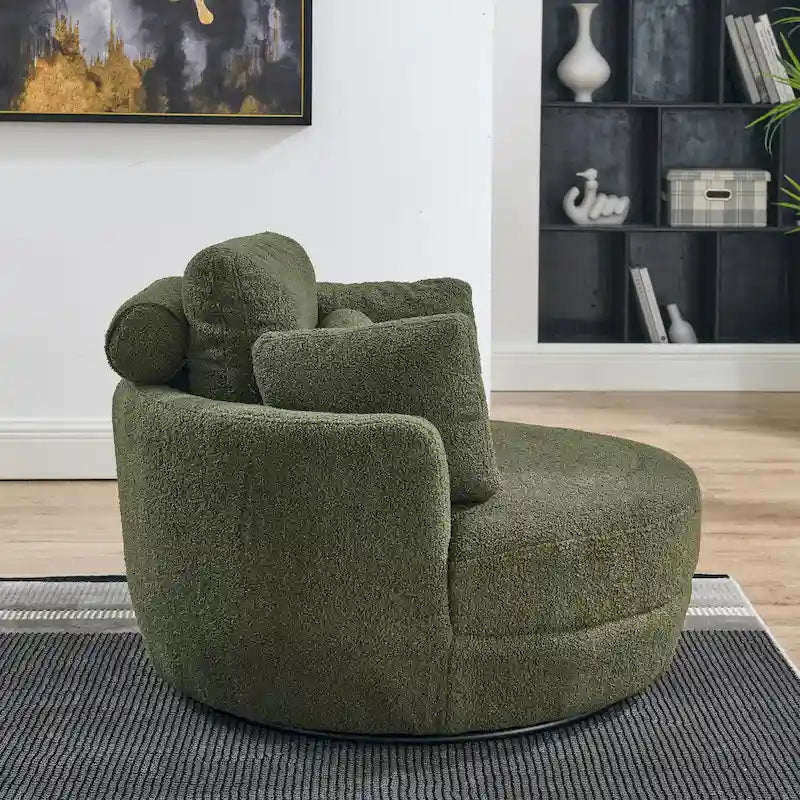 Moderne draaibare fauteuil met opbergpoef