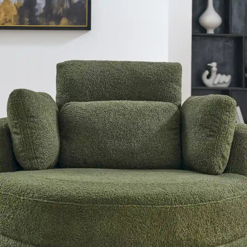 Moderne draaibare fauteuil met opbergpoef