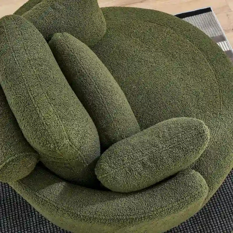Moderne draaibare fauteuil met opbergpoef