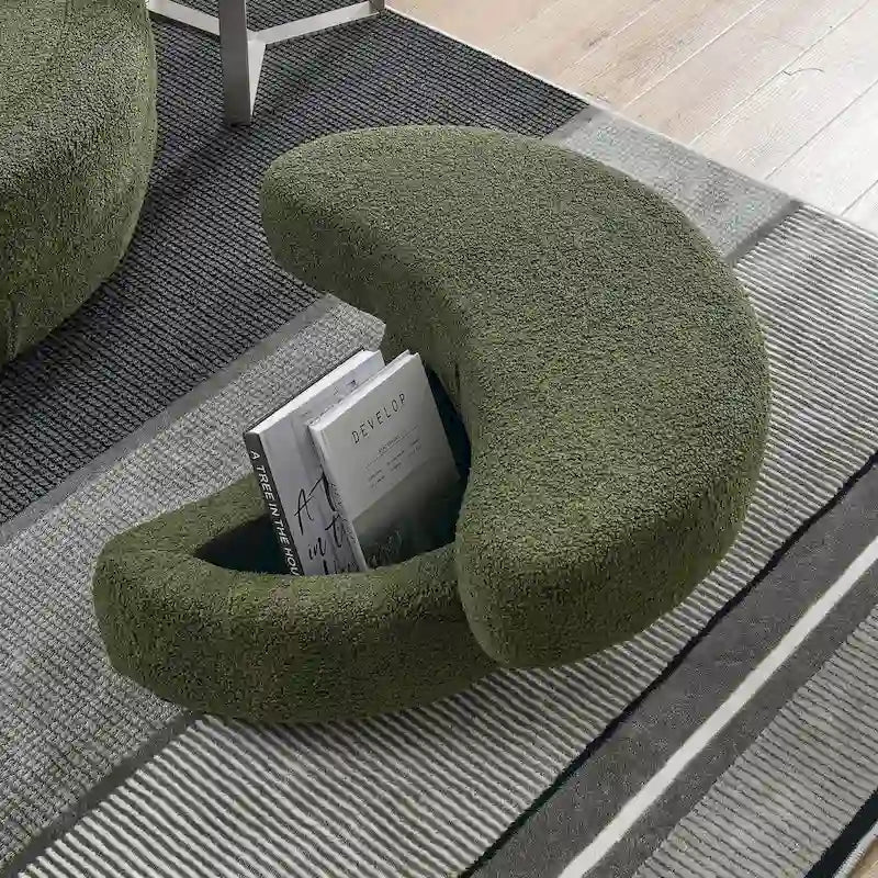 Moderne draaibare fauteuil met opbergpoef