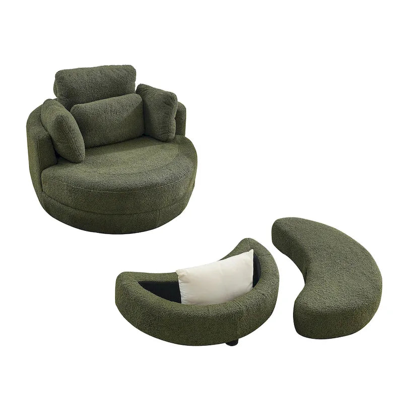 Moderne draaibare fauteuil met opbergpoef