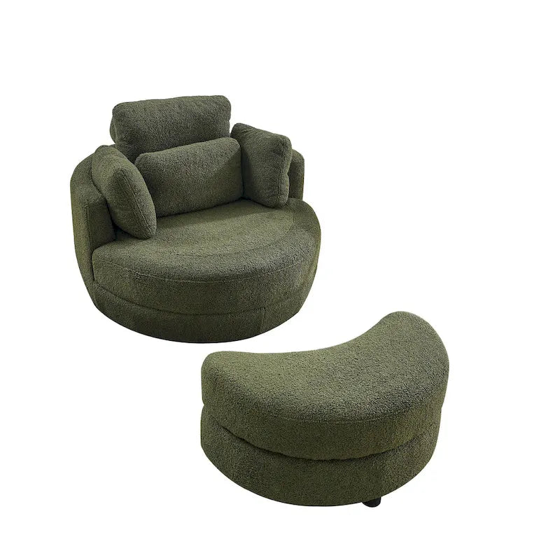Moderne draaibare fauteuil met opbergpoef