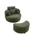 Moderne draaibare fauteuil met opbergpoef