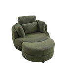 Moderne draaibare fauteuil met opbergpoef