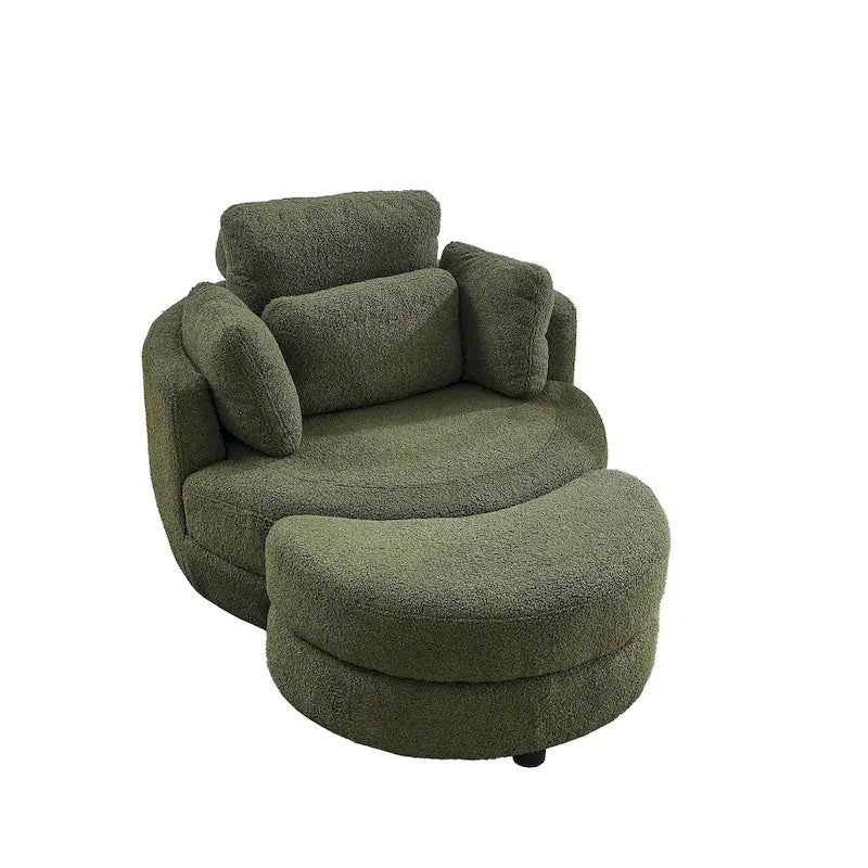 Moderne draaibare fauteuil met opbergpoef