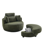 Moderne draaibare fauteuil met opbergpoef