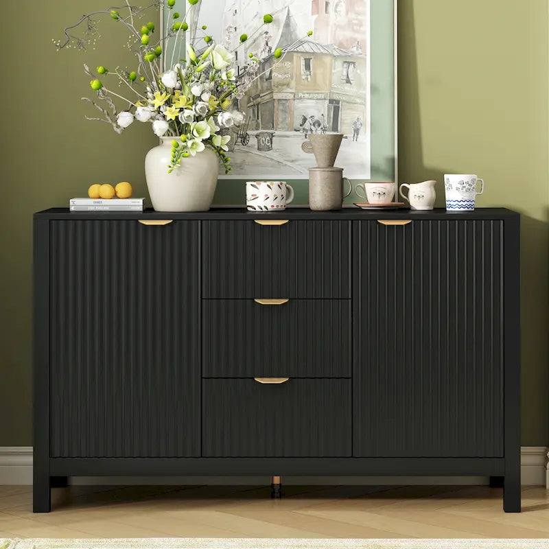 Dressoirkast met golfdesign – 3 laden, 3 verstelbare planken en softclose deuren
