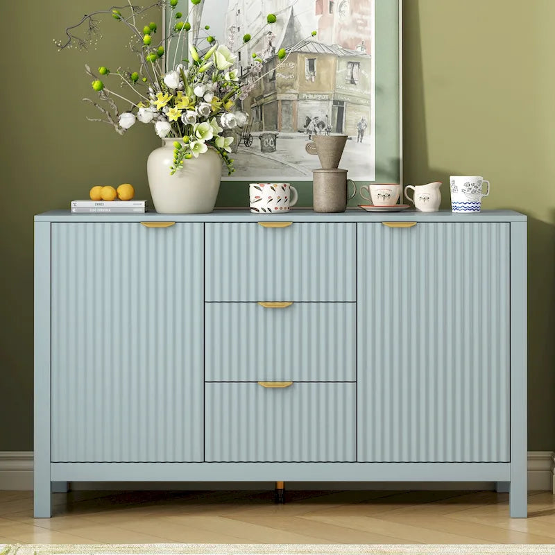 Dressoirkast met golfdesign – 3 laden, 3 verstelbare planken en softclose deuren