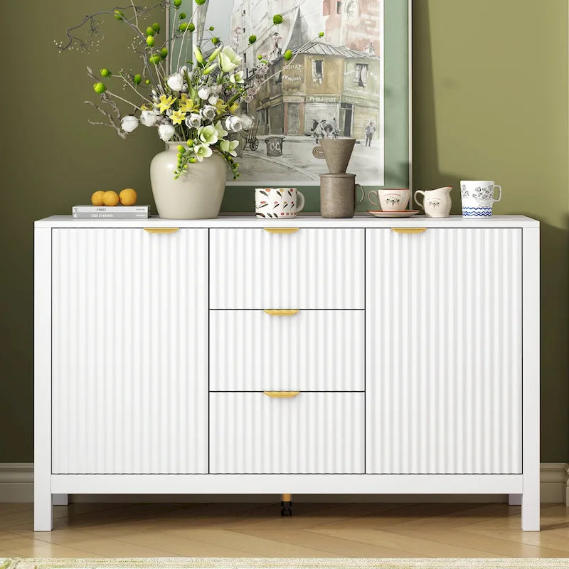 Dressoirkast met golfdesign – 3 laden, 3 verstelbare planken en softclose deuren