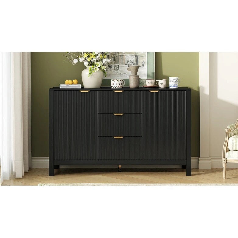 Dressoirkast met golfdesign – 3 laden, 3 verstelbare planken en softclose deuren