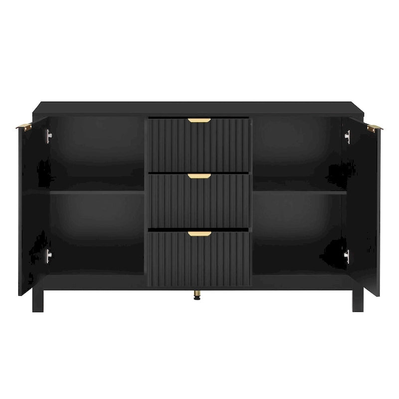 Dressoirkast met golfdesign – 3 laden, 3 verstelbare planken en softclose deuren