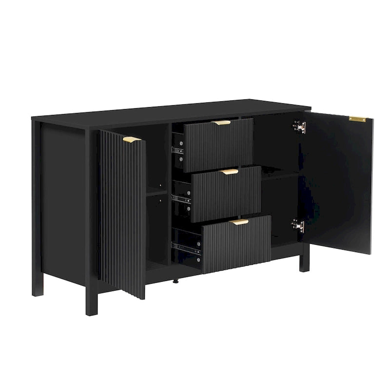 Dressoirkast met golfdesign – 3 laden, 3 verstelbare planken en softclose deuren