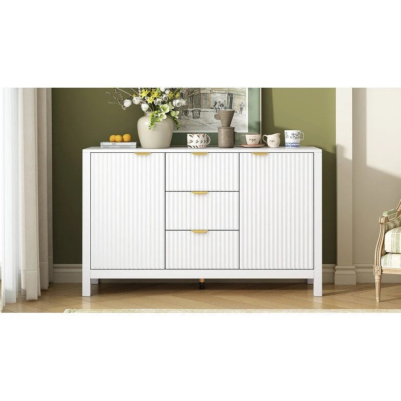 Dressoirkast met golfdesign – 3 laden, 3 verstelbare planken en softclose deuren
