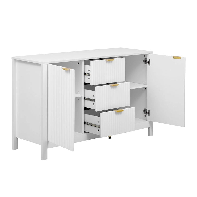 Dressoirkast met golfdesign – 3 laden, 3 verstelbare planken en softclose deuren