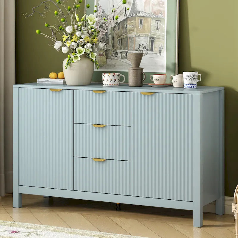 Dressoirkast met golfdesign – 3 laden, 3 verstelbare planken en softclose deuren