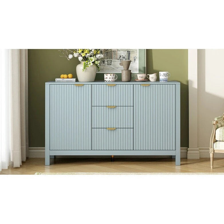 Dressoirkast met golfdesign – 3 laden, 3 verstelbare planken en softclose deuren