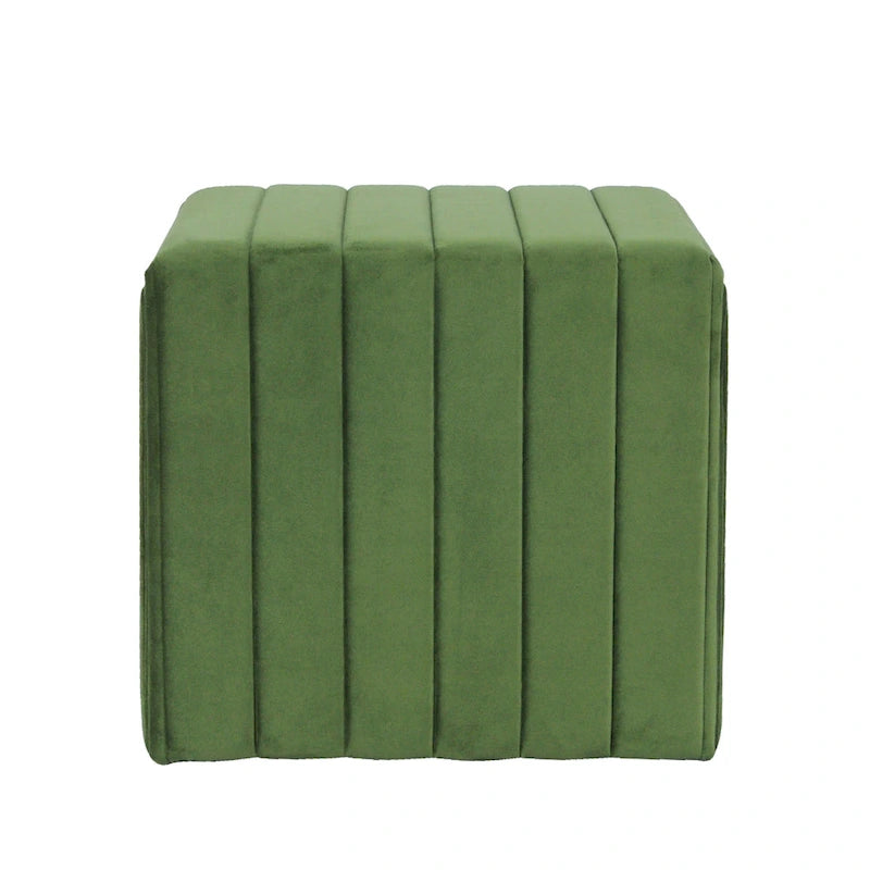 Voetenbank Ottoman met Kanaalgestoffeerd Groen Fluweel, 48 cm