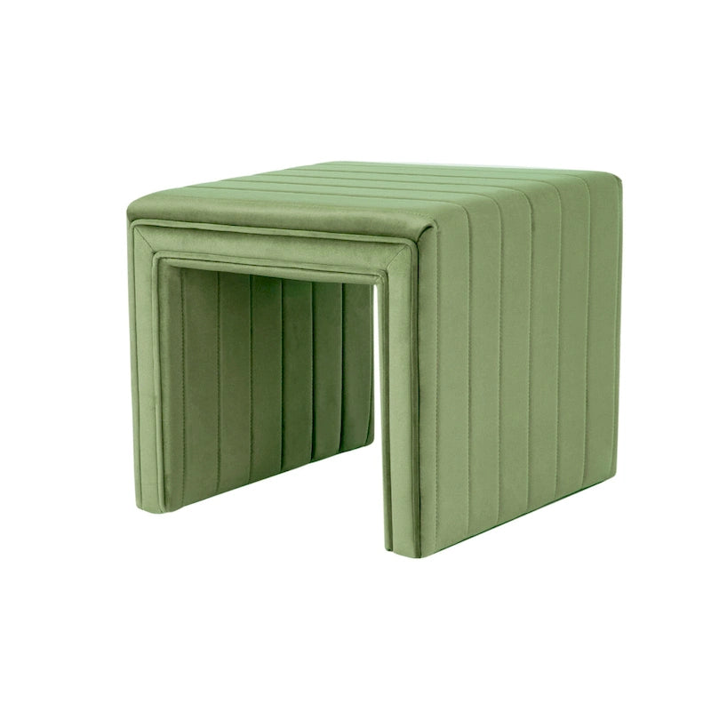 Voetenbank Ottoman met Kanaalgestoffeerd Groen Fluweel, 48 cm