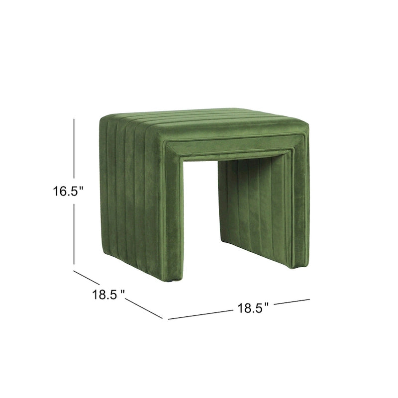 Voetenbank Ottoman met Kanaalgestoffeerd Groen Fluweel, 48 cm