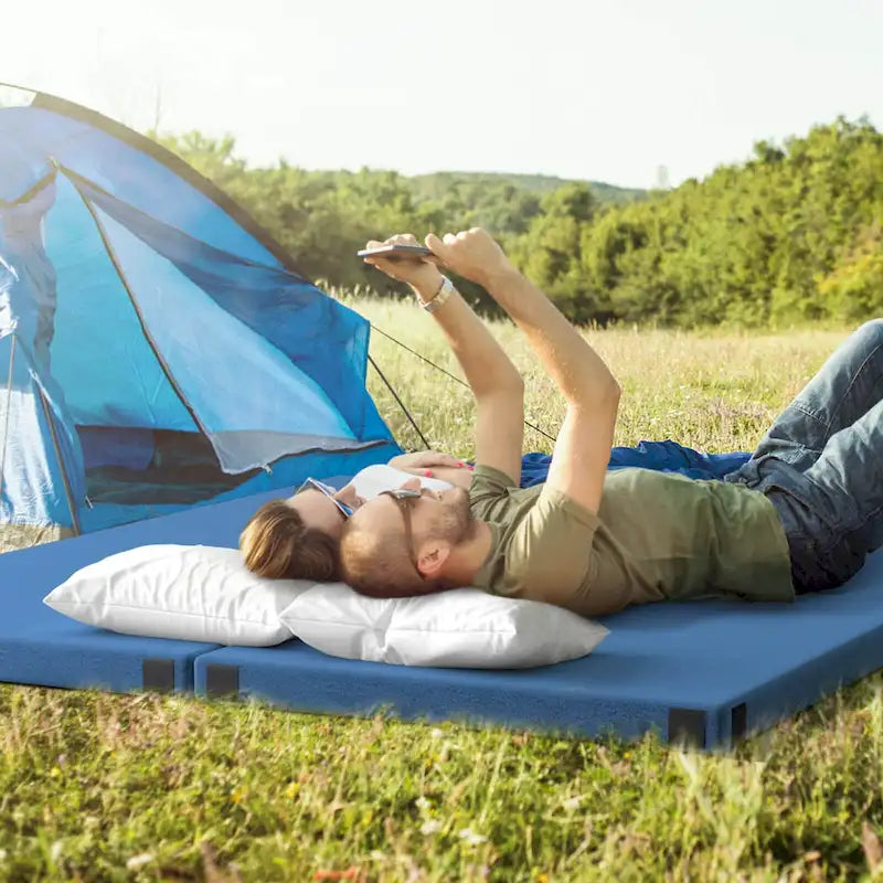 Traagschuim Campingmatras met Antislip Onderkant en Draagtas
