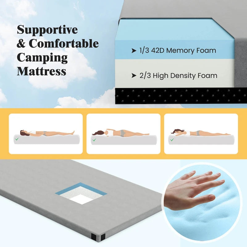 Traagschuim Campingmatras met Antislip Onderkant en Draagtas
