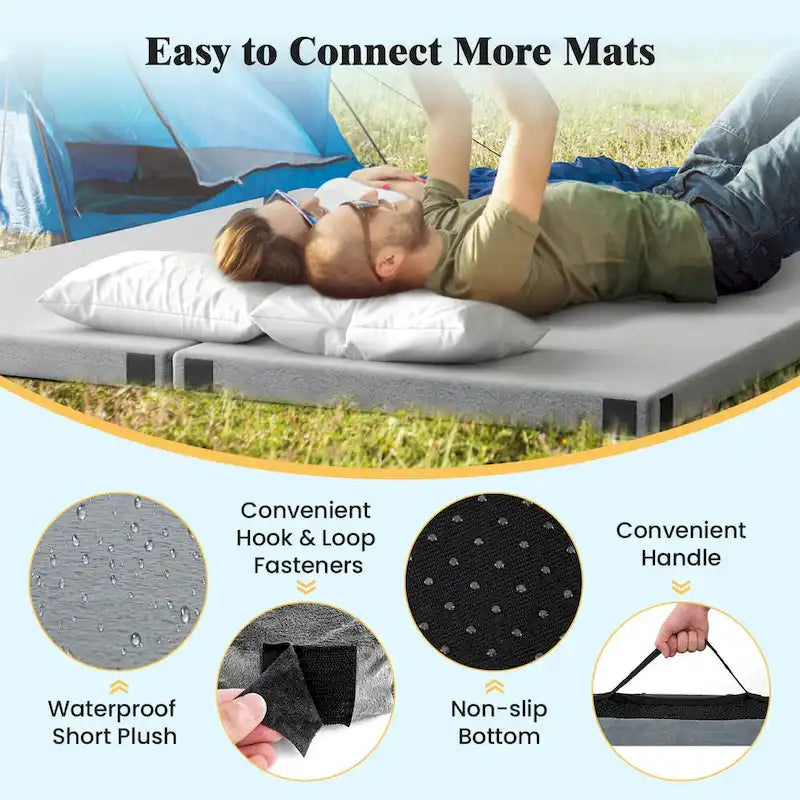 Traagschuim Campingmatras met Antislip Onderkant en Draagtas