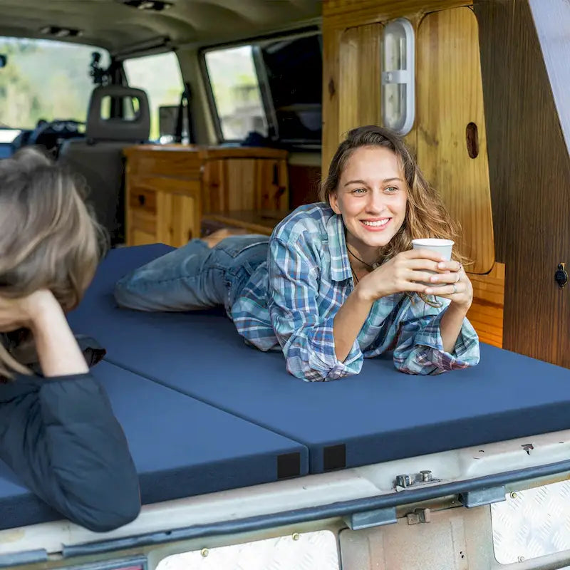 Traagschuim Campingmatras met Antislip Onderkant en Draagtas