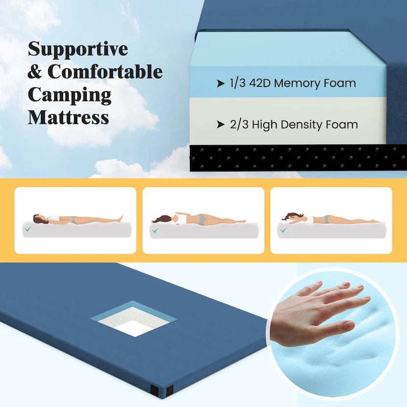 Traagschuim Campingmatras met Antislip Onderkant en Draagtas