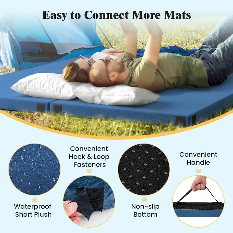 Traagschuim Campingmatras met Antislip Onderkant en Draagtas