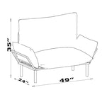 Tweezitsbank met metalen frame en afneembare kussens