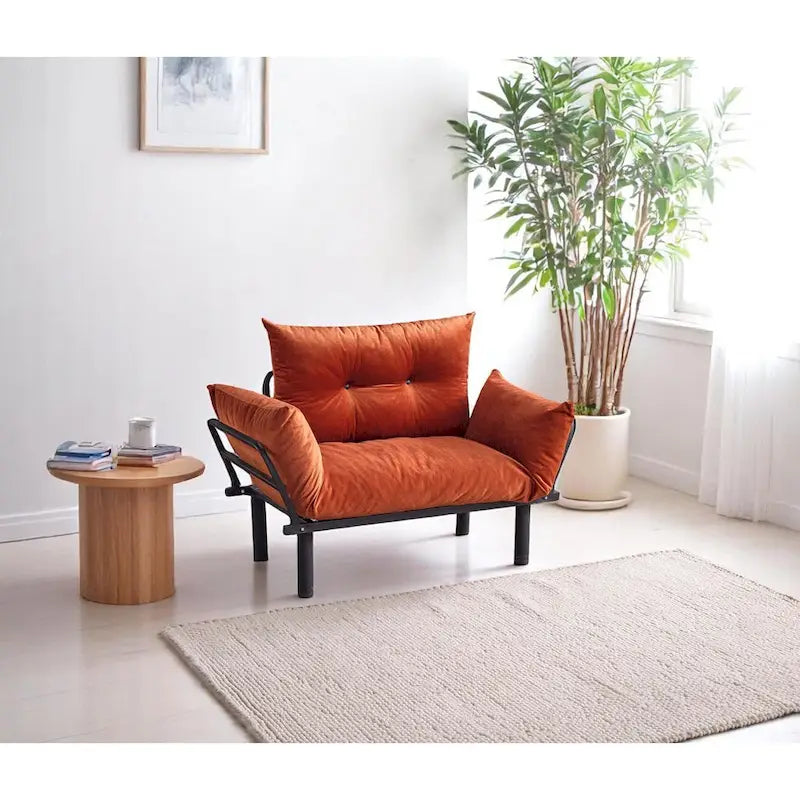 Tweezitsbank met metalen frame en afneembare kussens