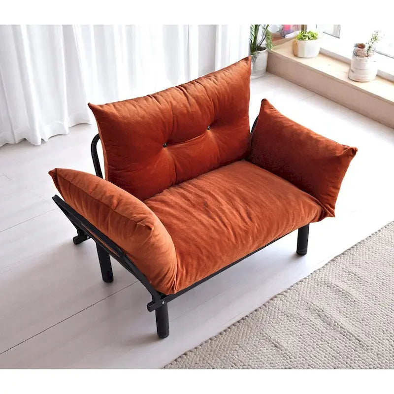 Tweezitsbank met metalen frame en afneembare kussens