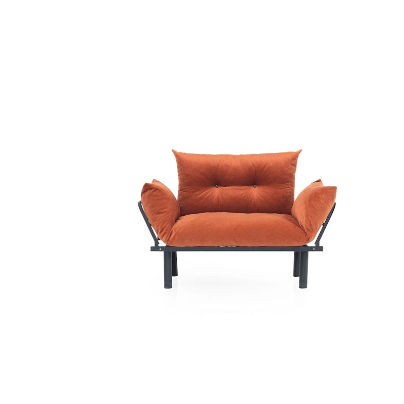 Tweezitsbank met metalen frame en afneembare kussens