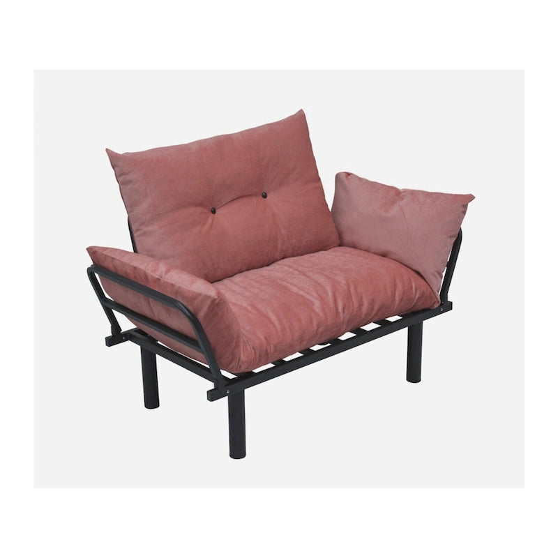 Tweezitsbank met metalen frame en afneembare kussens