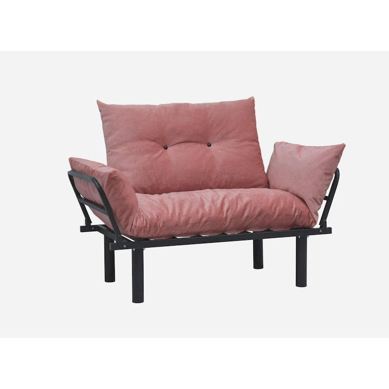 Tweezitsbank met metalen frame en afneembare kussens