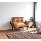 Tweezitsbank met metalen frame en afneembare kussens