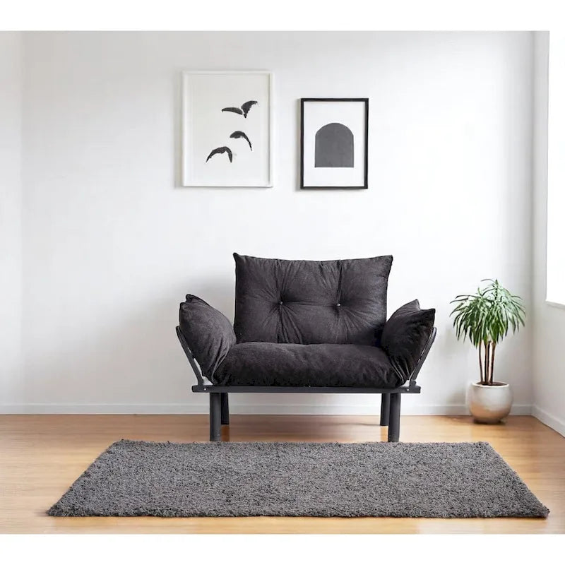 Tweezitsbank met metalen frame en afneembare kussens