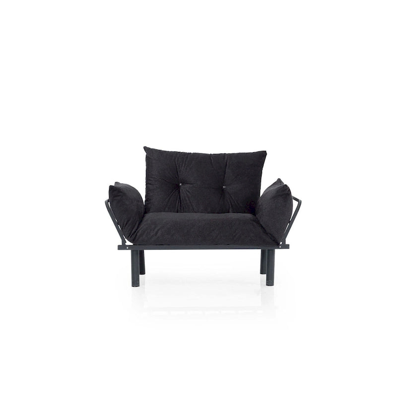 Tweezitsbank met metalen frame en afneembare kussens