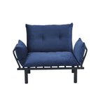 Tweezitsbank met metalen frame en afneembare kussens