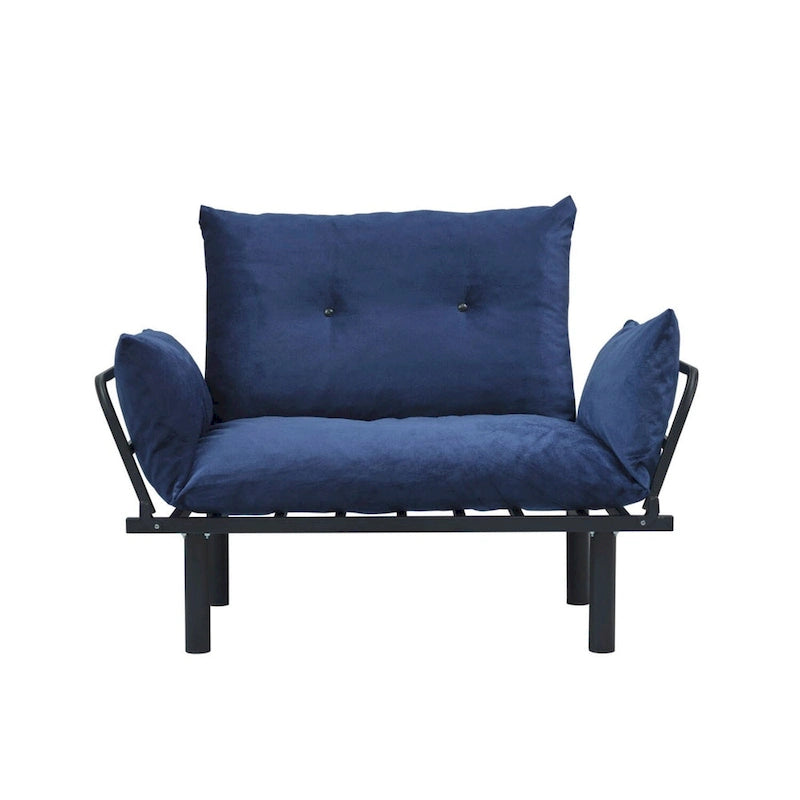 Tweezitsbank met metalen frame en afneembare kussens