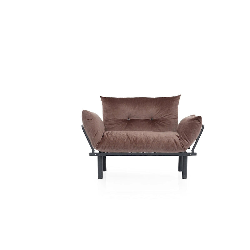 Tweezitsbank met metalen frame en afneembare kussens