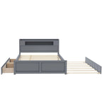 Tweepersoonsbed met LED-hoofdeinde, onderschuifbed en 2 opberglades