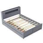 Tweepersoonsbed met LED-hoofdeinde, onderschuifbed en 2 opberglades