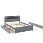 Tweepersoonsbed met LED-hoofdeinde, onderschuifbed en 2 opberglades