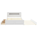 Tweepersoonsbed met LED-hoofdeinde, onderschuifbed en 2 opberglades