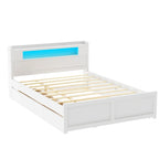 Tweepersoonsbed met LED-hoofdeinde, onderschuifbed en 2 opberglades