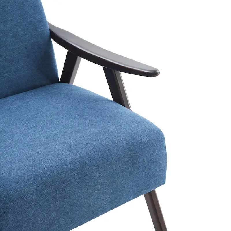 Gestoffeerde Fauteuil uit het Midden van de Eeuw met Massief Houten Frame en Ottoman