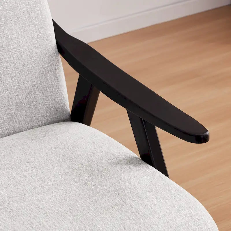 Gestoffeerde Fauteuil uit het Midden van de Eeuw met Massief Houten Frame en Ottoman