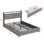 Tweepersoonsbed frame met opbergbedhoofd en laadstation